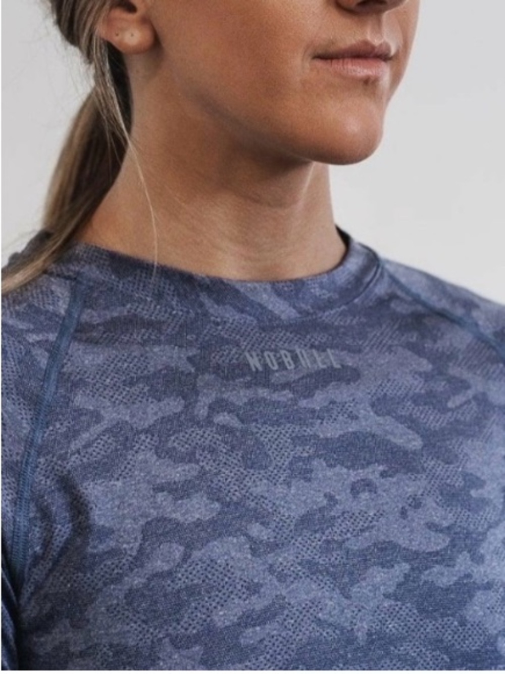 Nobull Athletic Blue Camo Long-Sleeve Performance Top medium